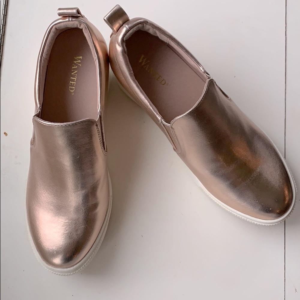 Rose Gold Wedge Sneakers